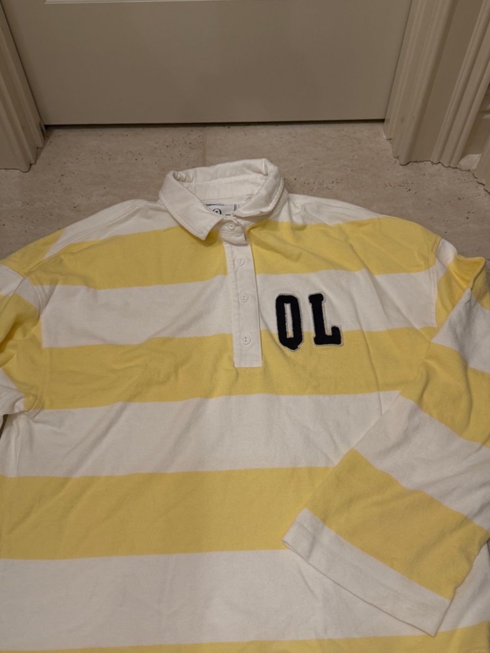 QUINTESSENTIAL LOVE yellow white Rugby shirt soft cotton woman’s large oversized